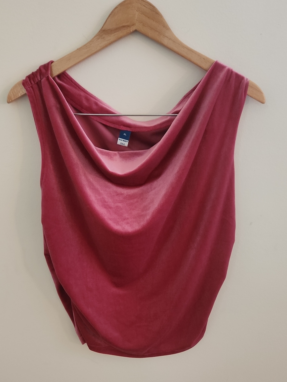 Old Navy Velvet Ruched Top XL Pink Rose - Picture 2 of 6